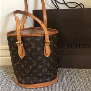 Authentic Louis Vuitton monogram petit bucket bag